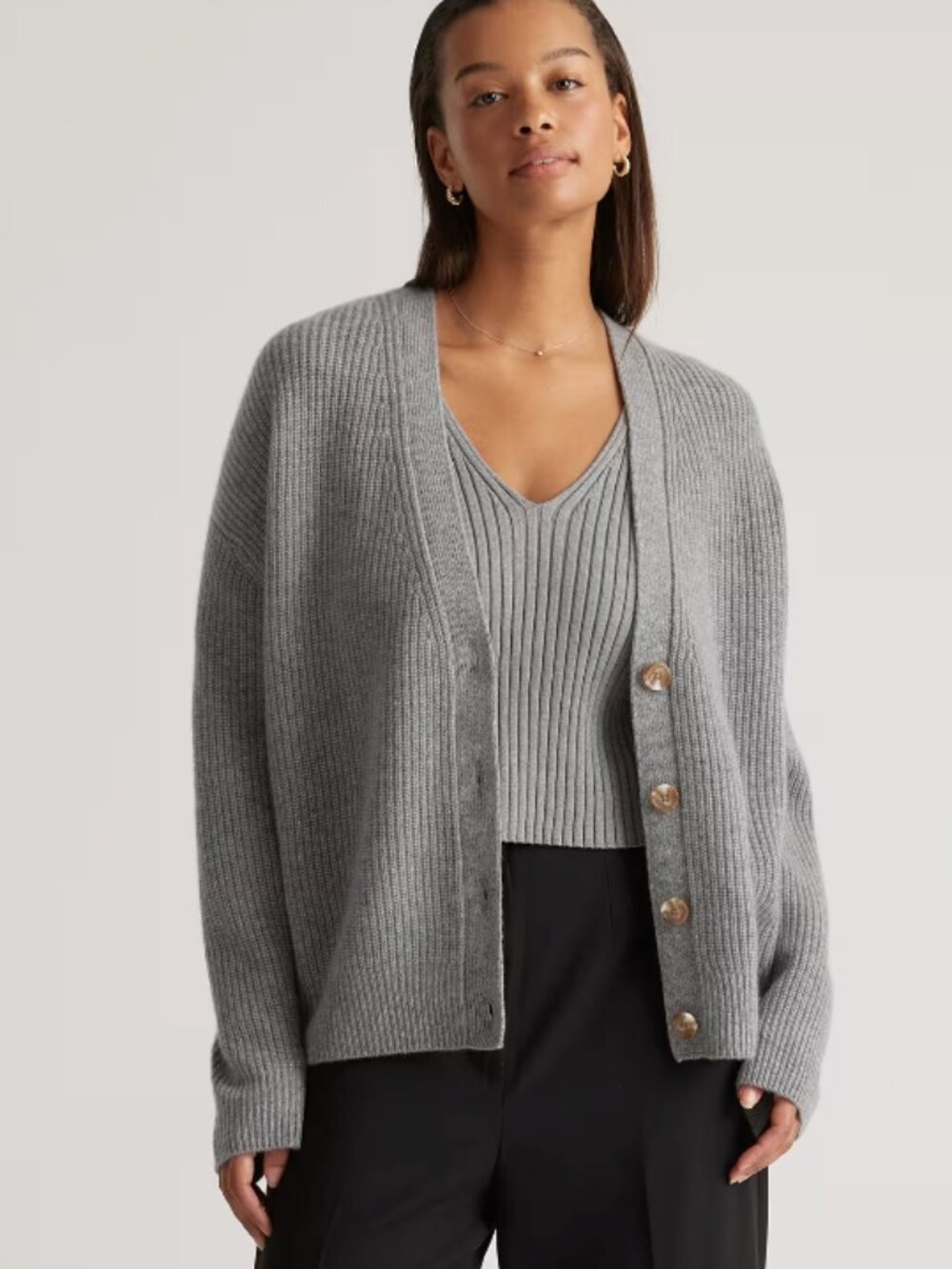 Quince Mongolian Cashmere Fisherman Boxy Cropped Cardigan Sweater -XS